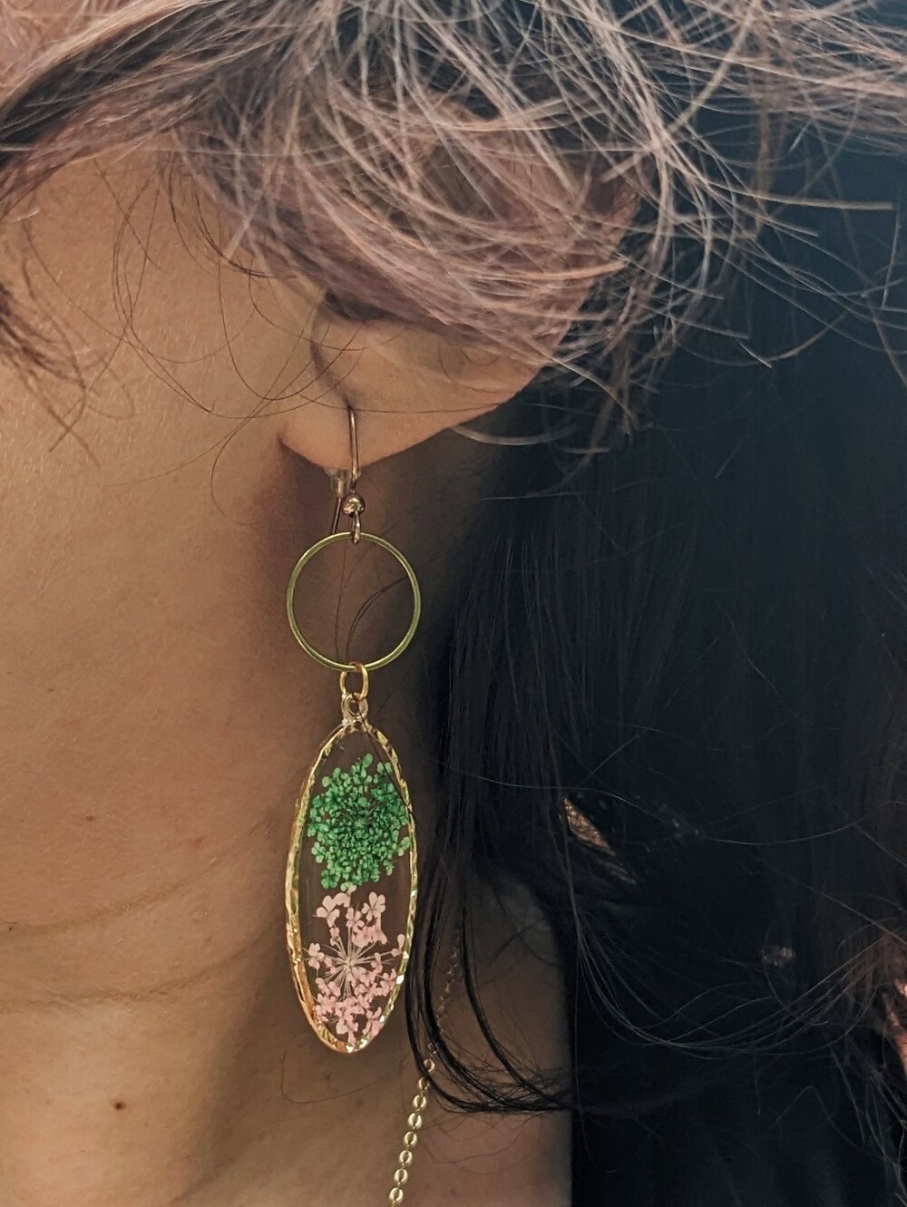Pressed Flower Pendant Earrings
